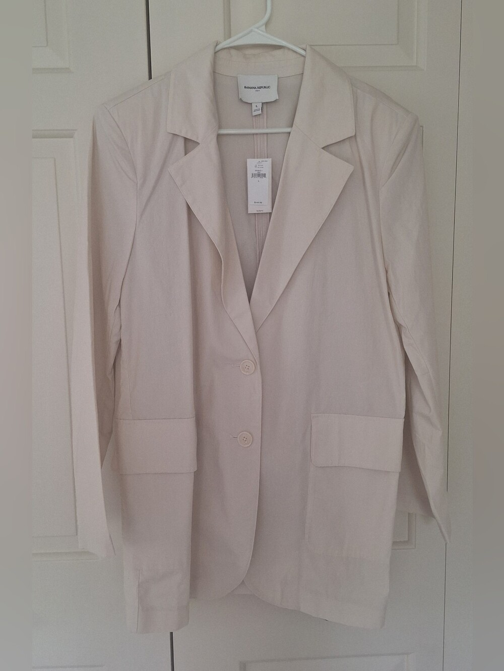 NWT Banana Republic Factory Cream Relaxed-Fit Blazer Sz L